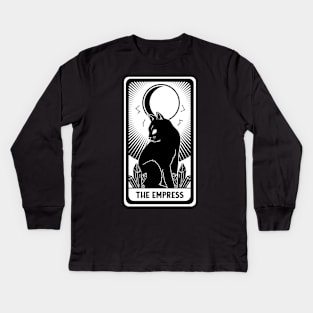 The Empress Tarot Card Black Cat Crescent Occult Gothic Kids Long Sleeve T-Shirt